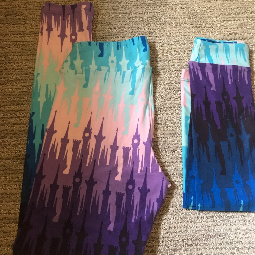 Lularoe Disney purple Ombré castles set OS and Sm